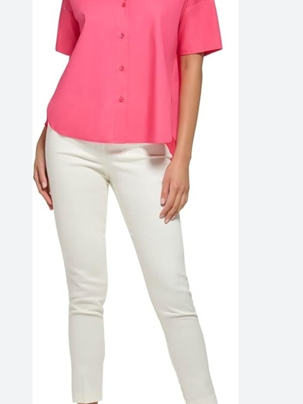 Calvin Klein Hot Pink Short Sleeve Button Front Blouse